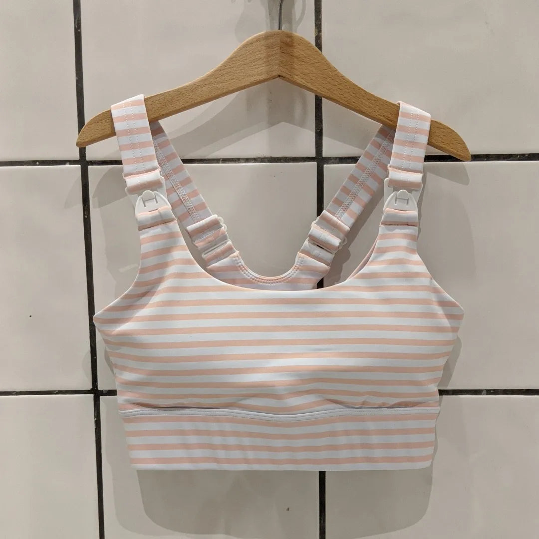 Apricot Stripe Nursing Sports Bra